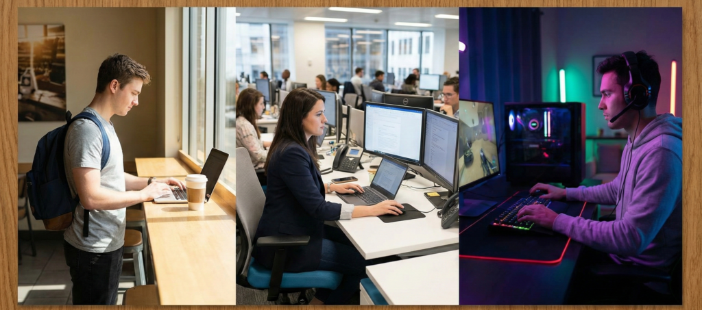 Laptop usage types for students office and gaming