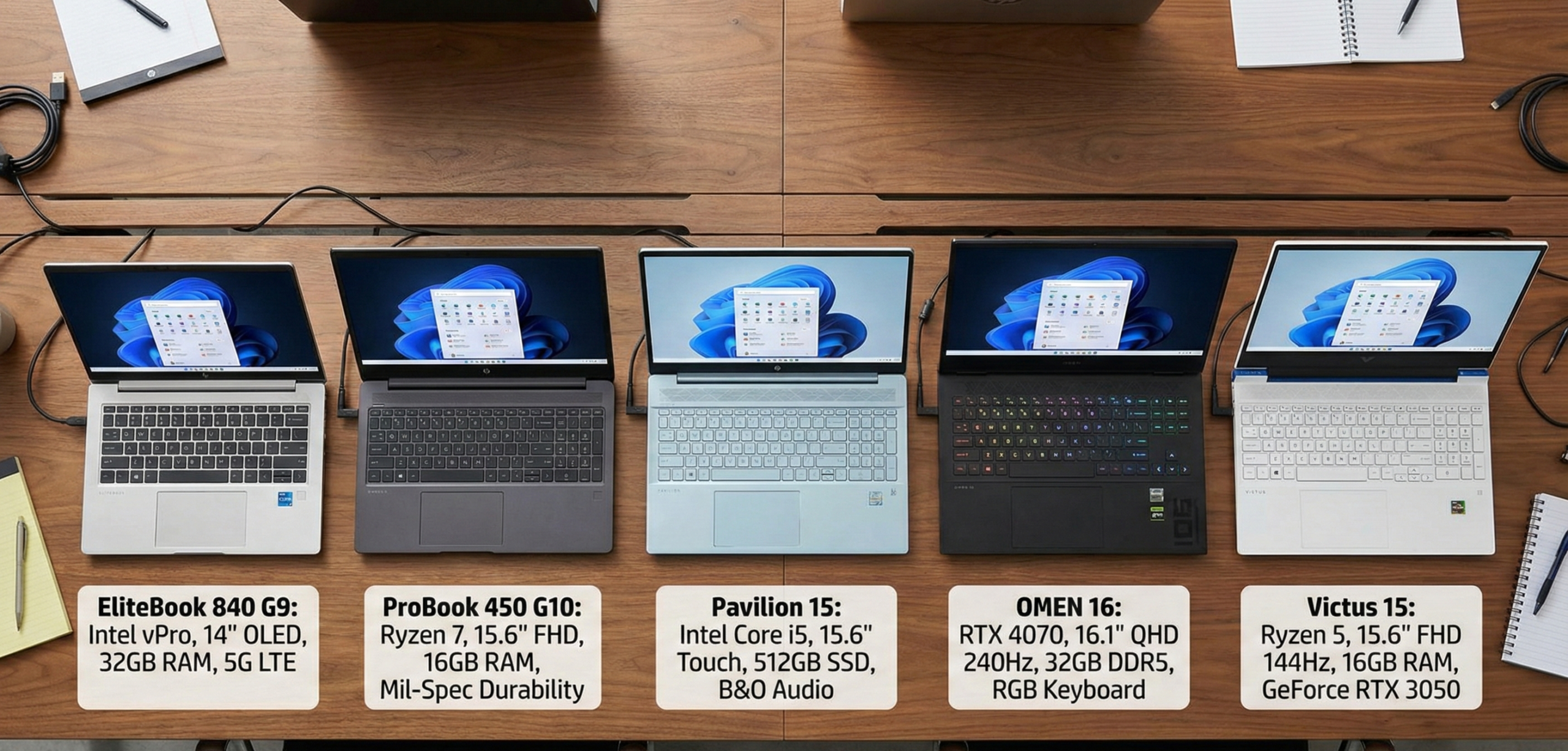 Comparison of HP laptops available online in Pakistan – EliteBook, ProBook, Pavilion, and gaming models